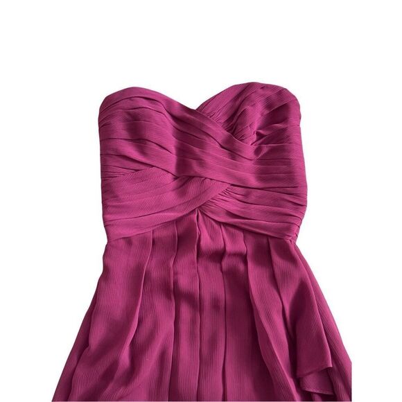 David’s Bridal Strapless Plum Dress Size 4 Bridesmaid Formal Back Zip - Picture 4 of 8